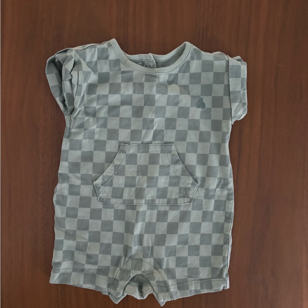 Checkered Green Baby Romper